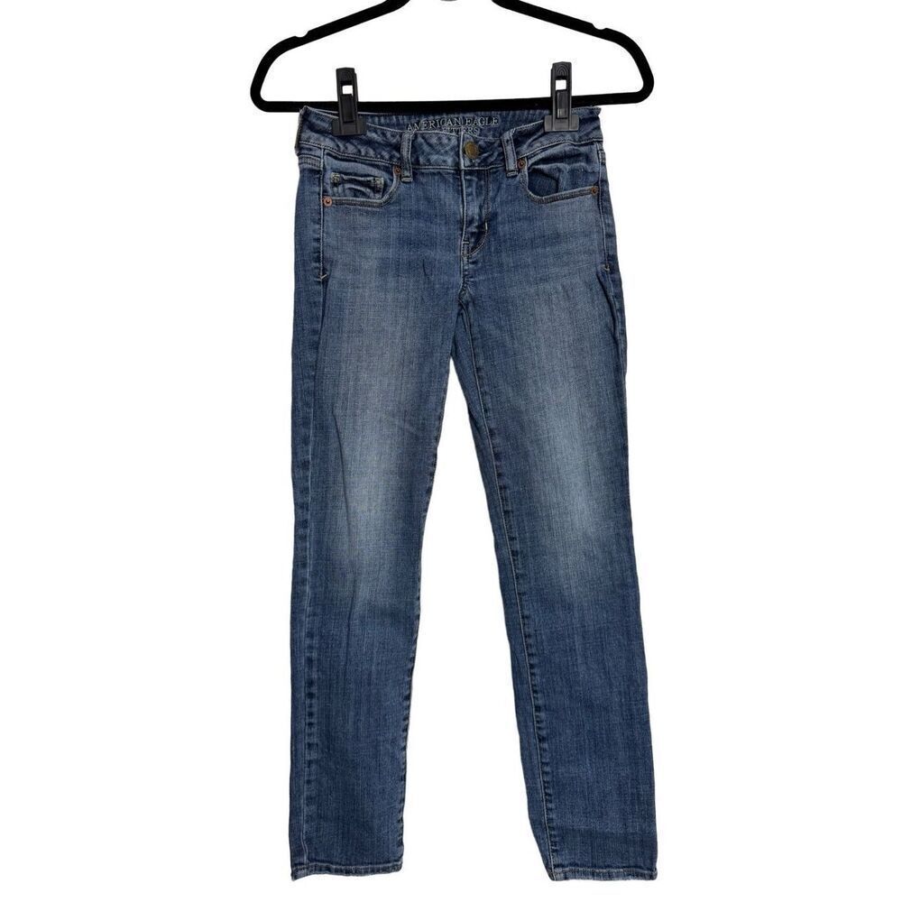 American Eagle Jeans Womens‎ Size 0 Medium Wash Skinny Stretch Denim Jeans